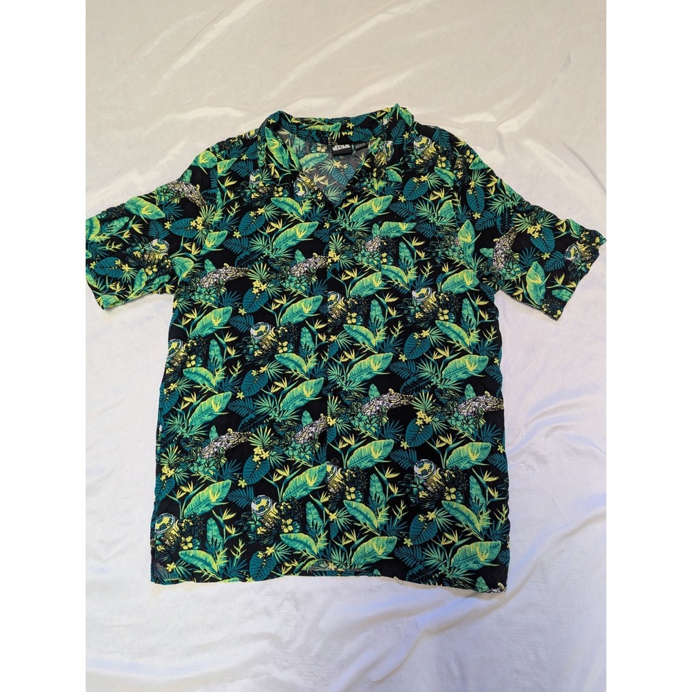 Star Wars Botanical Millennium Falcon R2-D2 Hawaiian Button Up Camp Shirt XXL
